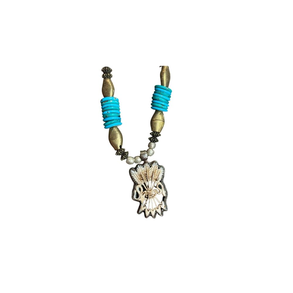 A Rare Bird Bone Arrow Turquoise Necklace - Picture 3 of 4